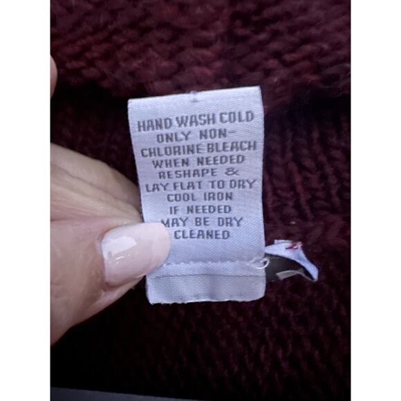 Soft Surroundings Knit Long Cardigan Burgundy w/ Flower Brooch Alpaca Wool XL - Picture 6 of 8